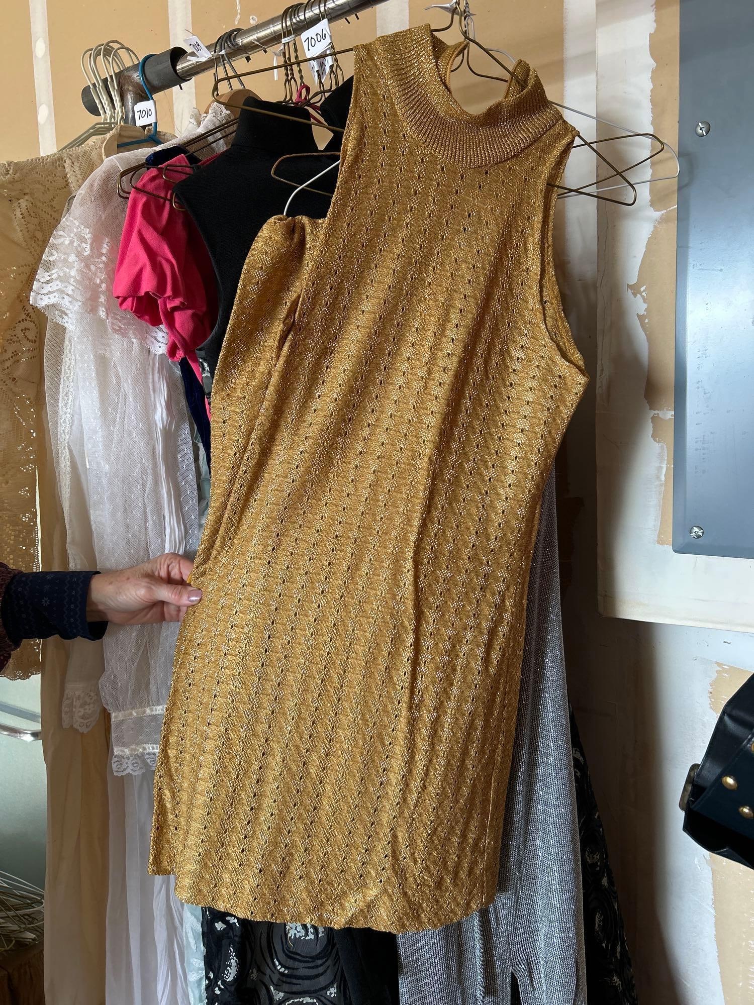 Vintage 1970s Metallic Jumpsuit & Pant Suit: Vintage 1970s metallic jumpsuit & pant suit. Pants marked size 5. Jumpsuit marked size 5–6. Approximate size extra small.