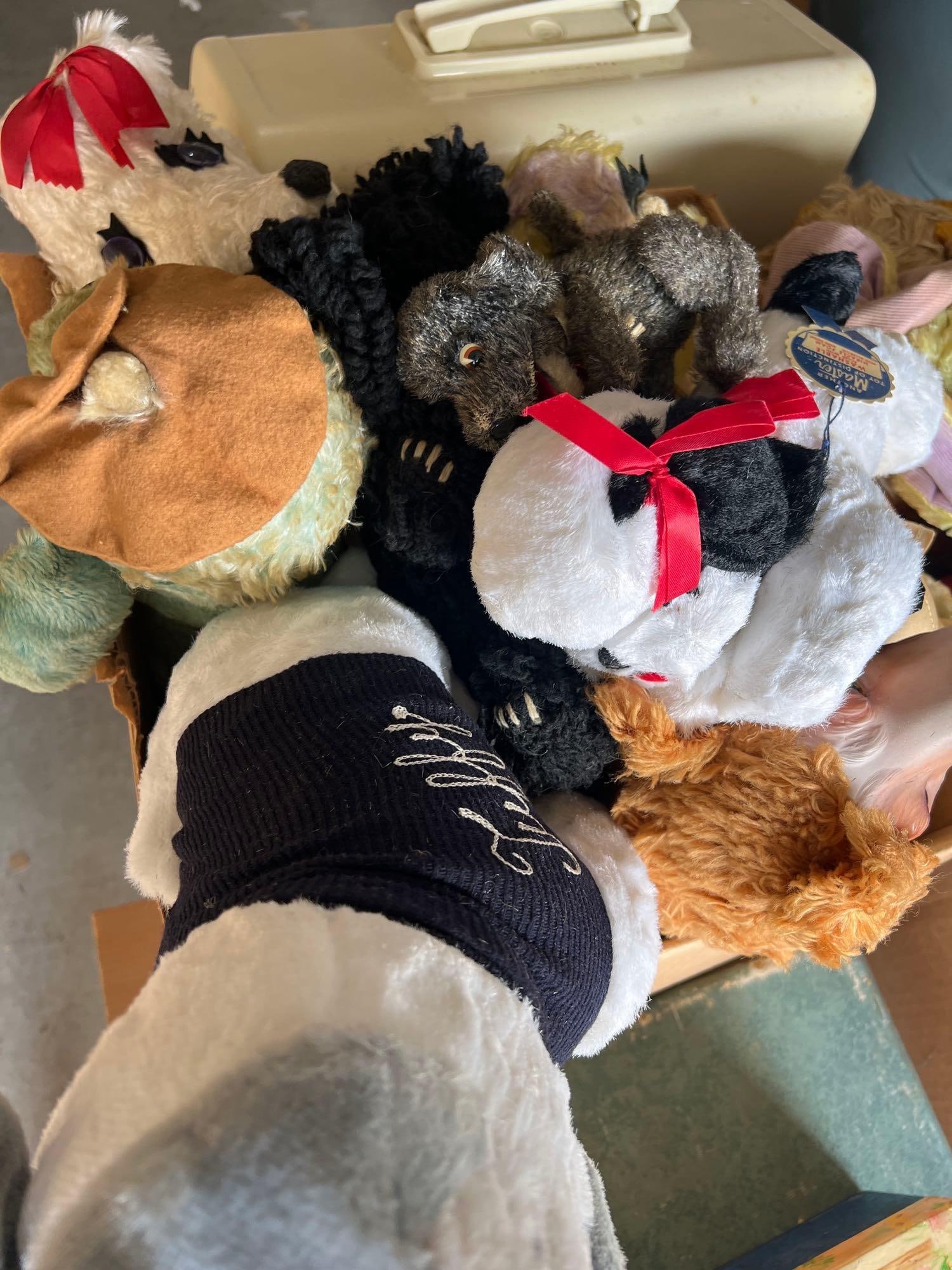 Vintage Mid-Century Stuffed Animals: Vintage mid-century stuffed animals.