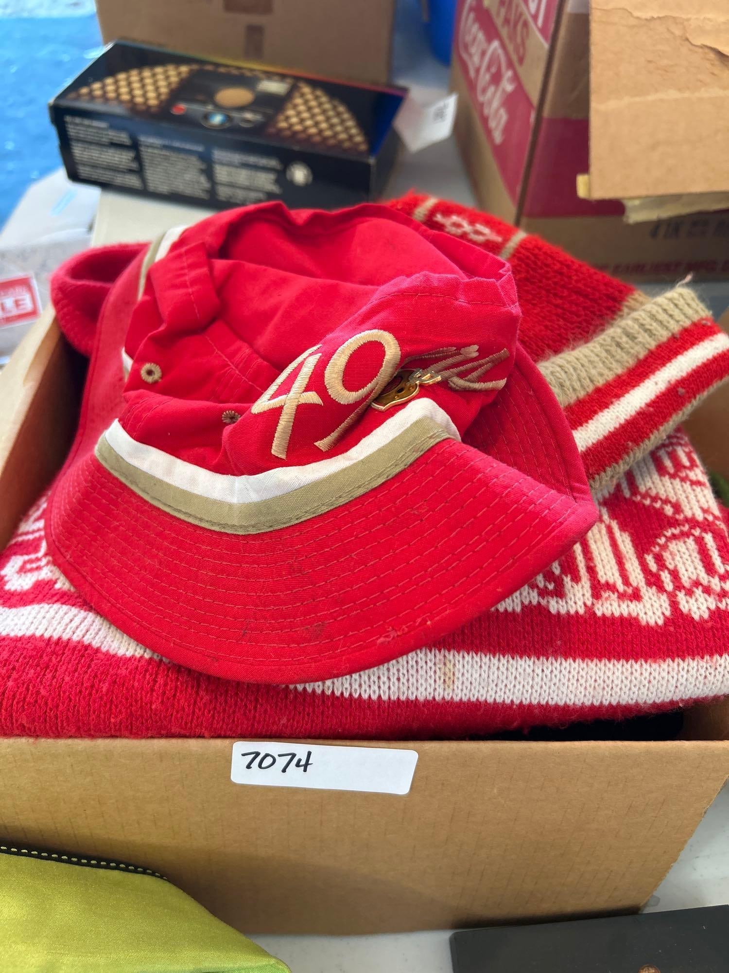 Vintage San Francisco 49Ers Hats And Clothing: Vintage San Francisco 49ers hats and clothing. Sweater & sweatshirt marked size XL.