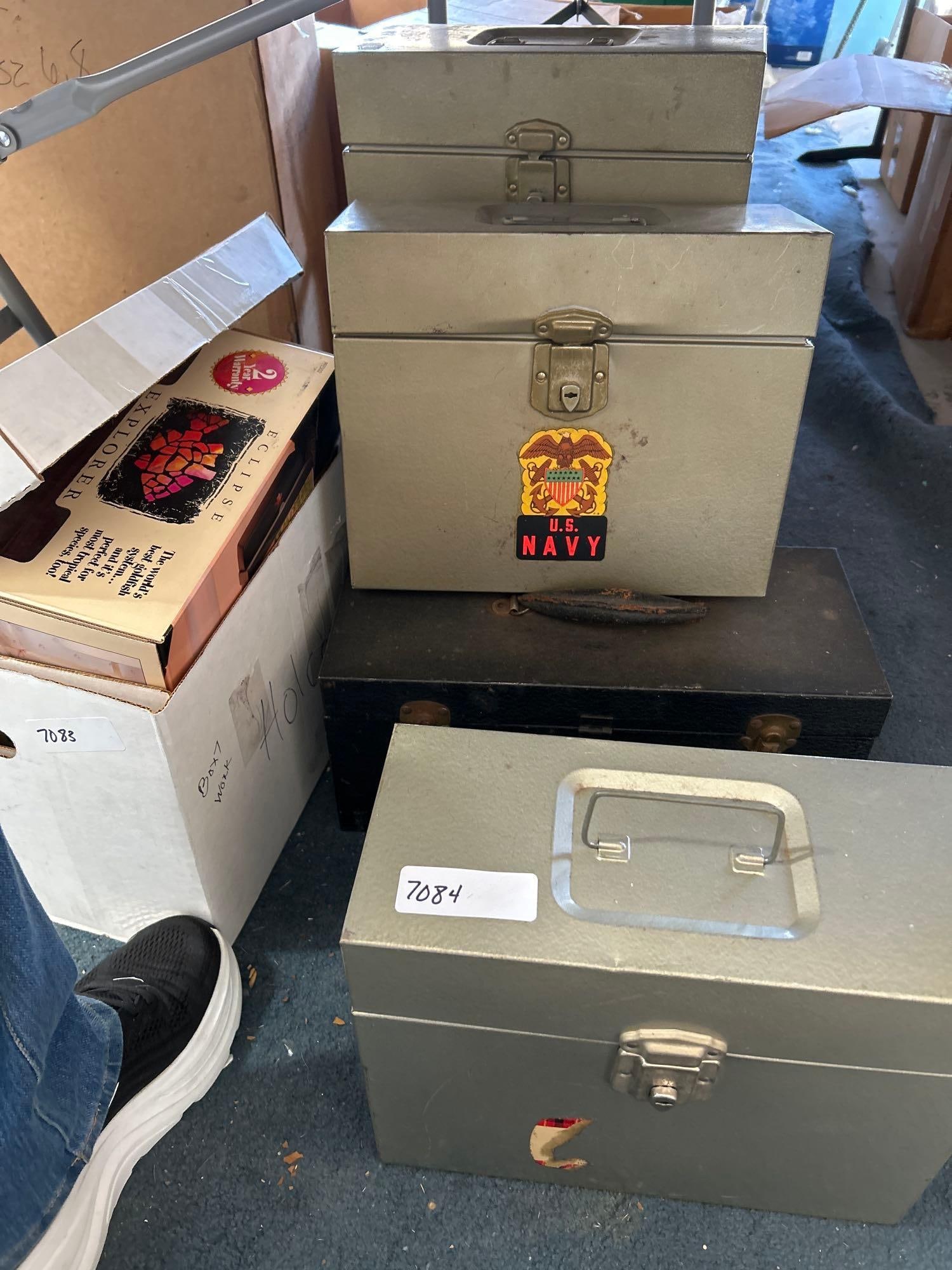 Vintage Locking Metal Storage Boxes (1 of 2)