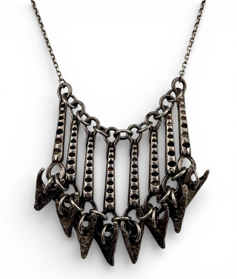 Modernist Sterling Silver Necklace With Tribal Inspired Design (1 of 8)
