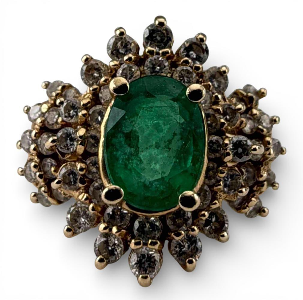 14K Emerald Diamond Ring - 4