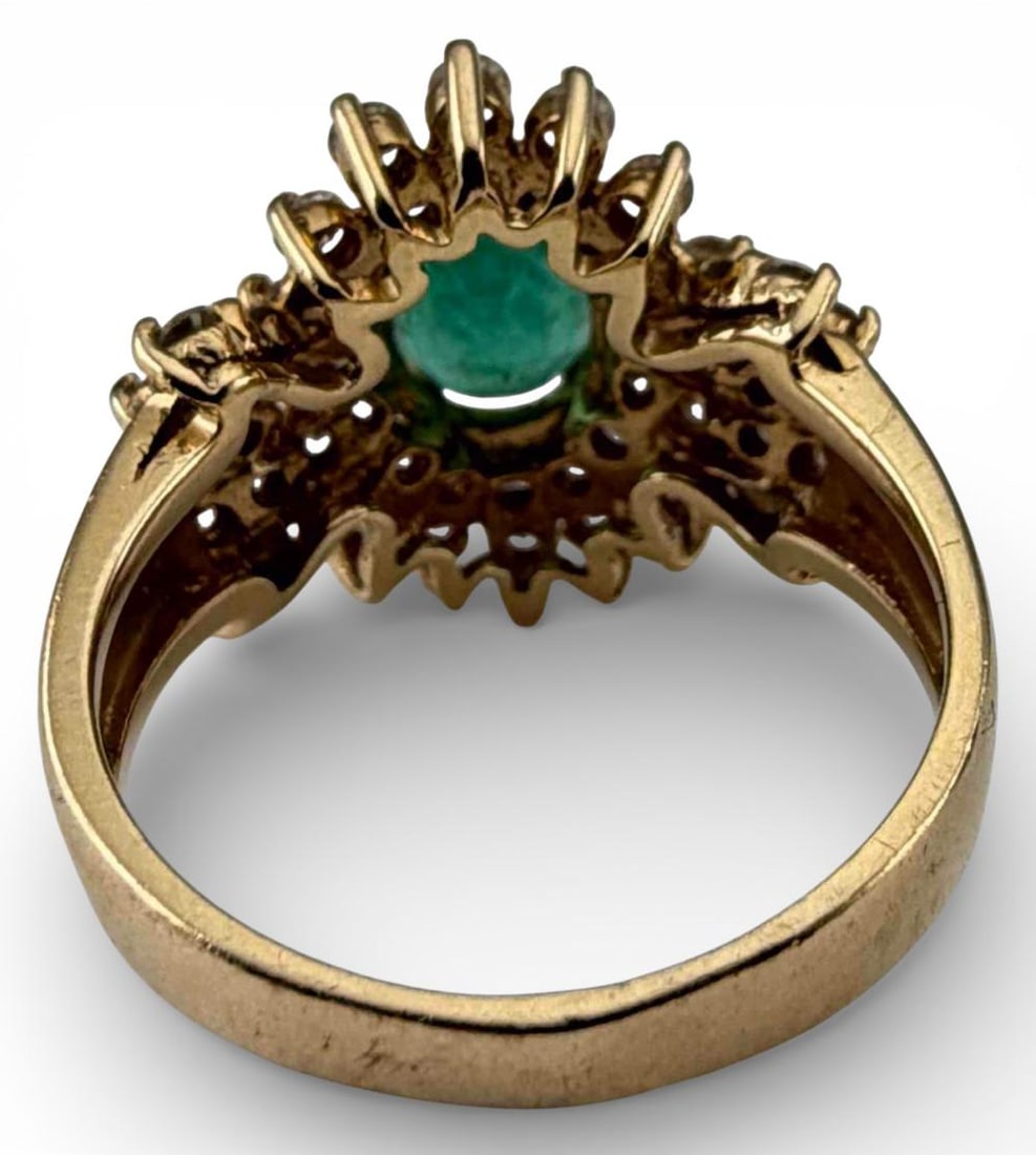 14K Emerald Diamond Ring - 5