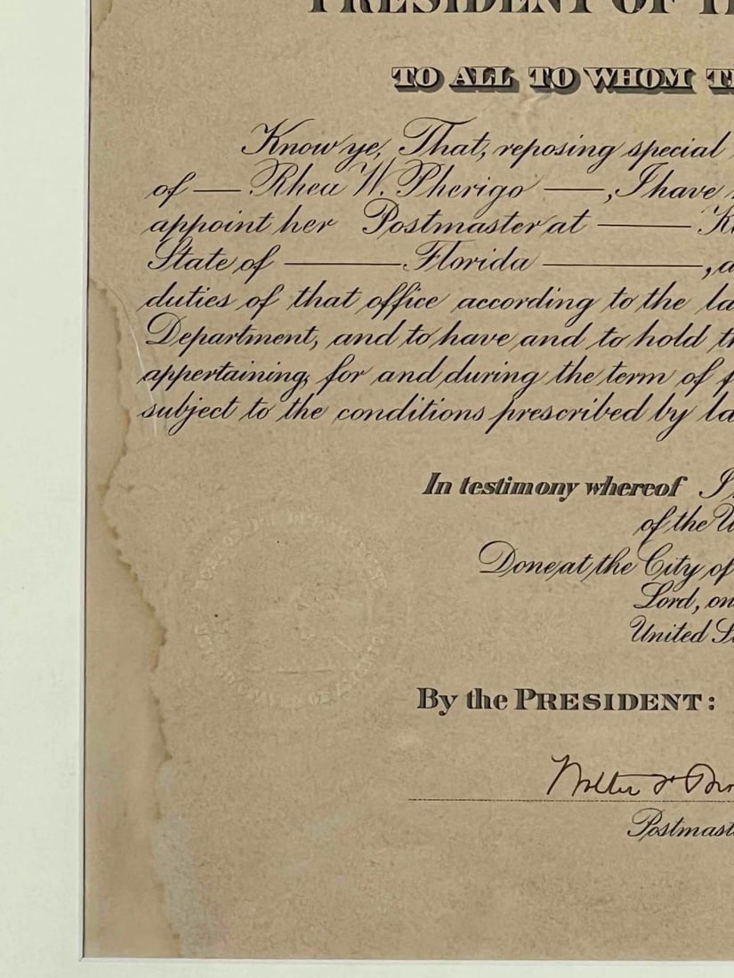 President Herbert Hoover Signed Postmaster Appointment Document - 4