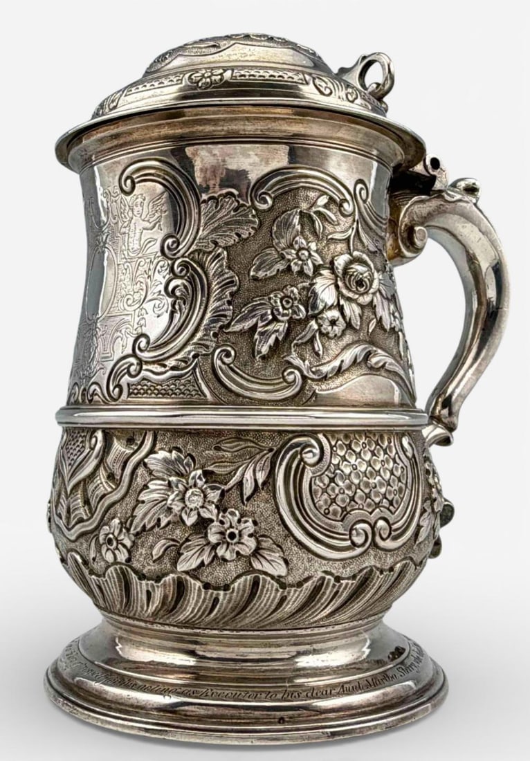 George II Robert Makepeace Sterling Silver Covered Tankard (1 of 18)