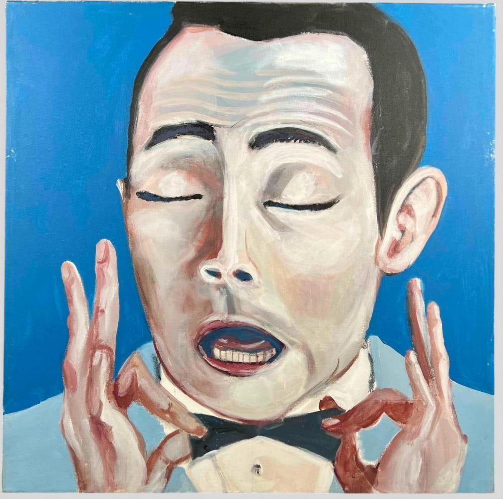Paul Reubens As Pee-wee Herman (American, 1952-2023), Self Portrait, 1989, Acrylic On Canvas: Paul Reubens As Pee-wee Herman (American, 1952-2023), Mr. Herman, Self Portrait, 1989, Acrylic On Canvas. Signed, titled, dated on verso. Inscribed "For his pal Ida." Approximately 36.0H x 36.0W x 1.5