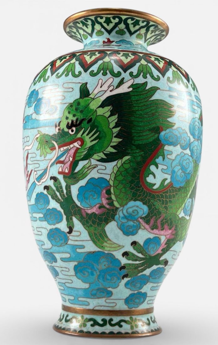 Chinese Cloisonne Enamel Vase With Dragon Motif (1 of 10)