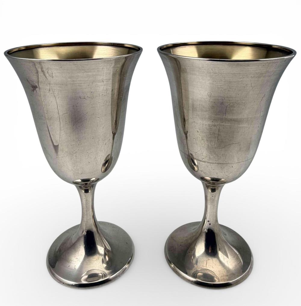 Pair Of Gorham Sterling Silver Goblets: Pair Of Gorham Sterling Silver Goblets, 307.1g. Marked "Gorham Sterling A1693." Approximately 6.5H x 3.375W in. ALL CREDIT CARDS WILL BE MANUALLY VERIFIED PRIOR TO SHIPMENT.