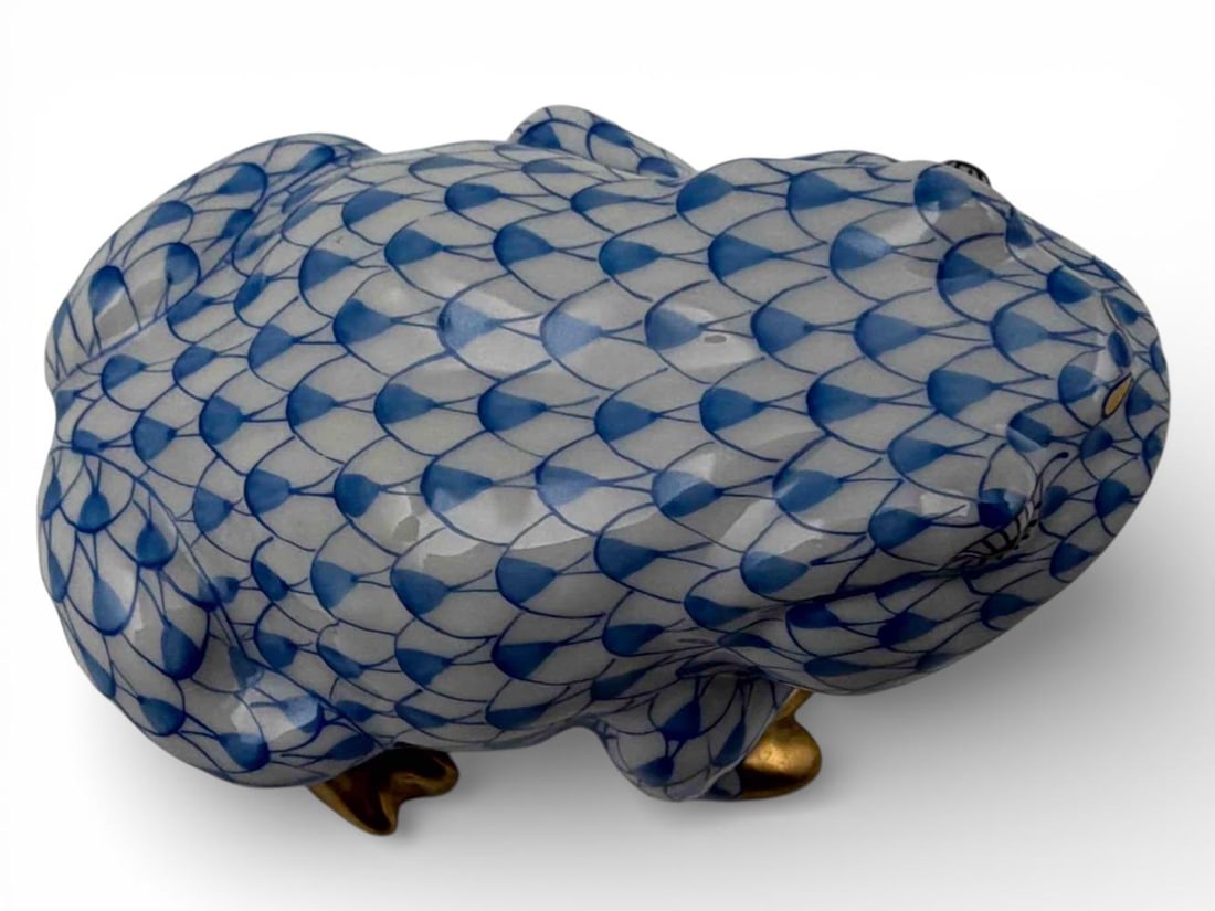 Herend Blue Fishnet Porcelain Toad - 6