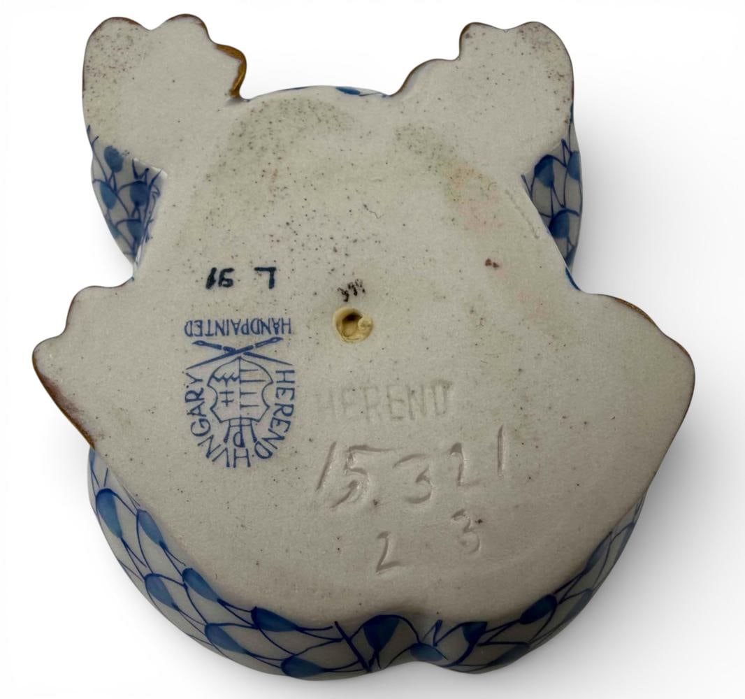 Herend Blue Fishnet Porcelain Toad - 7