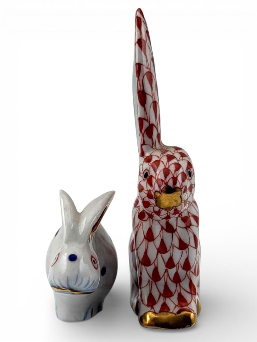 Herend Porcelain Rabbit Figures - 2