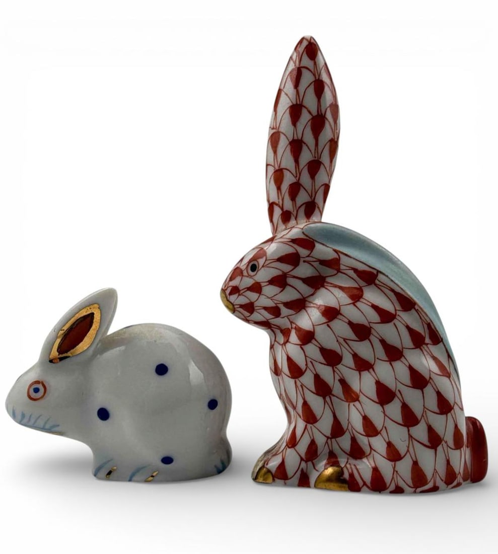 Herend Porcelain Rabbit Figures - 3