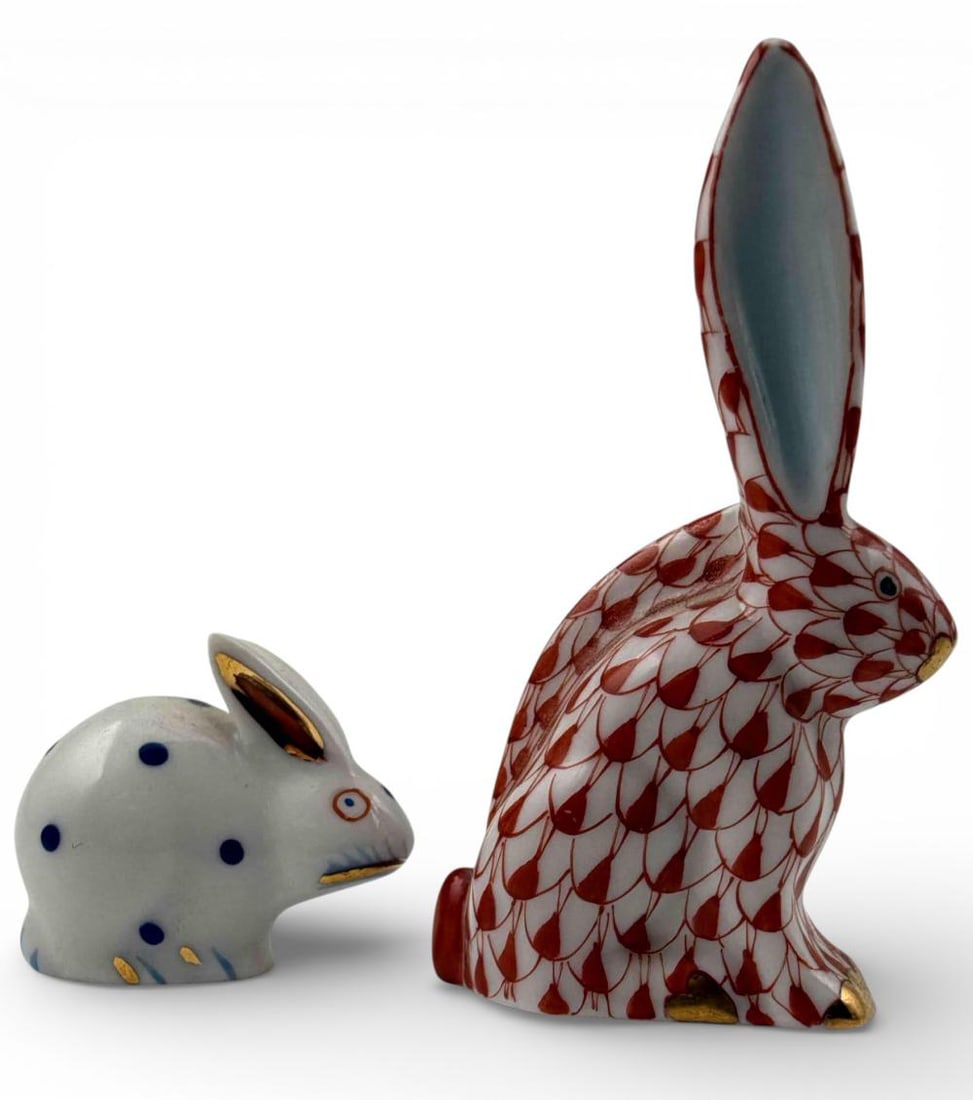 Herend Porcelain Rabbit Figures - 5