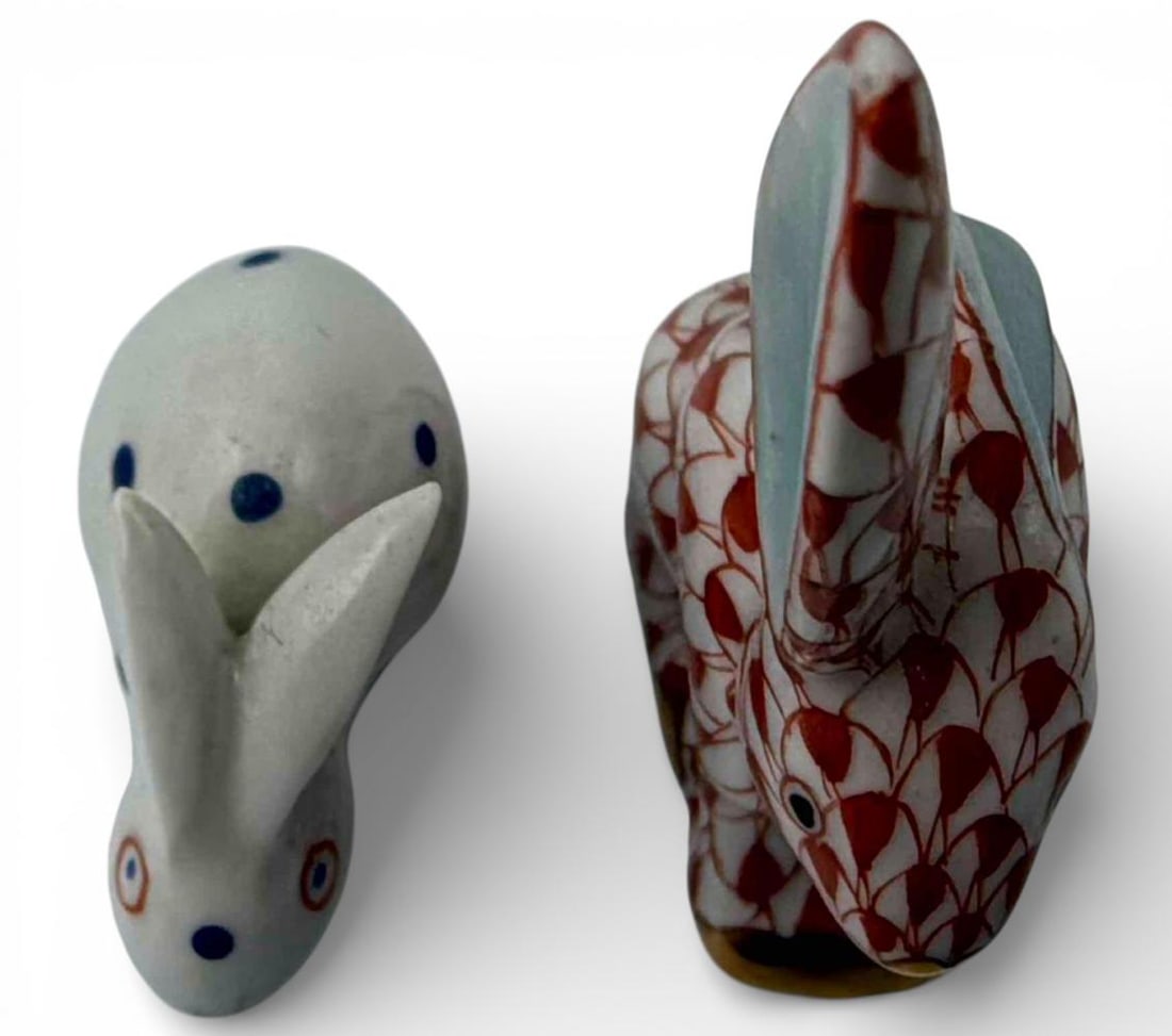 Herend Porcelain Rabbit Figures - 6
