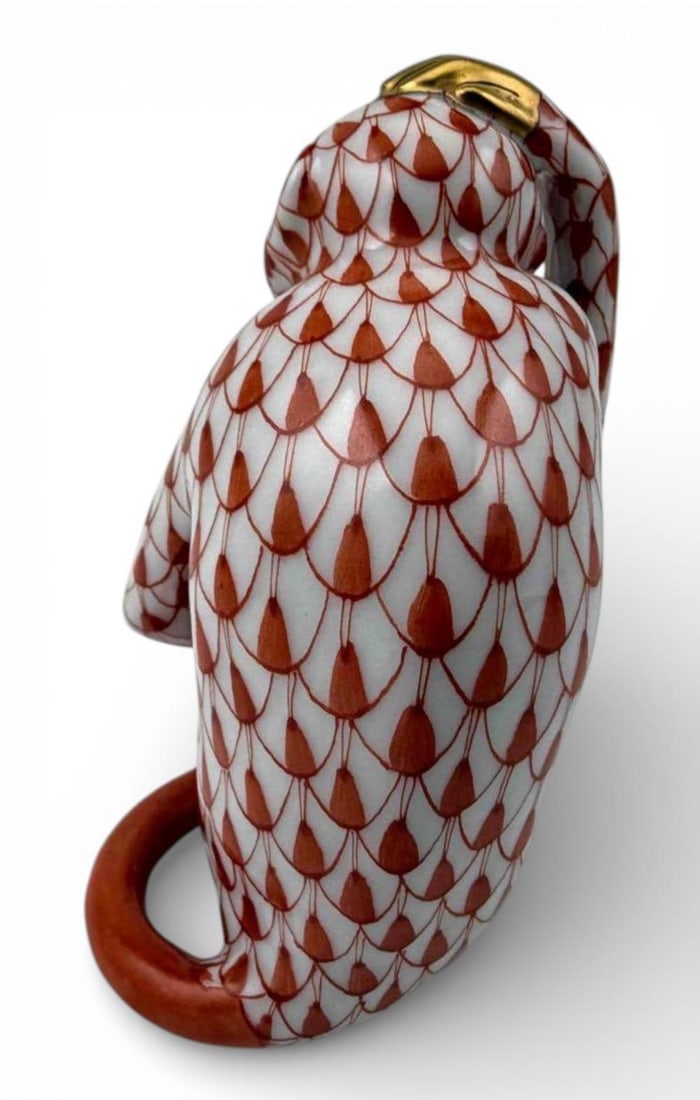 Herend Rust Fishnet Porcelain Monkey Figure - 4