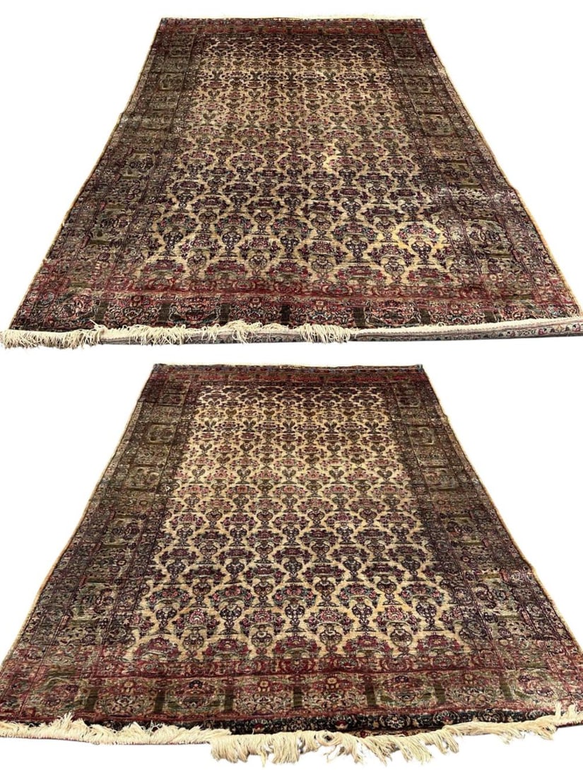 Pair Of Early 20th C. Persian Silk Kashan Rugs, Zili Sultans Vase Design (1 of 20)