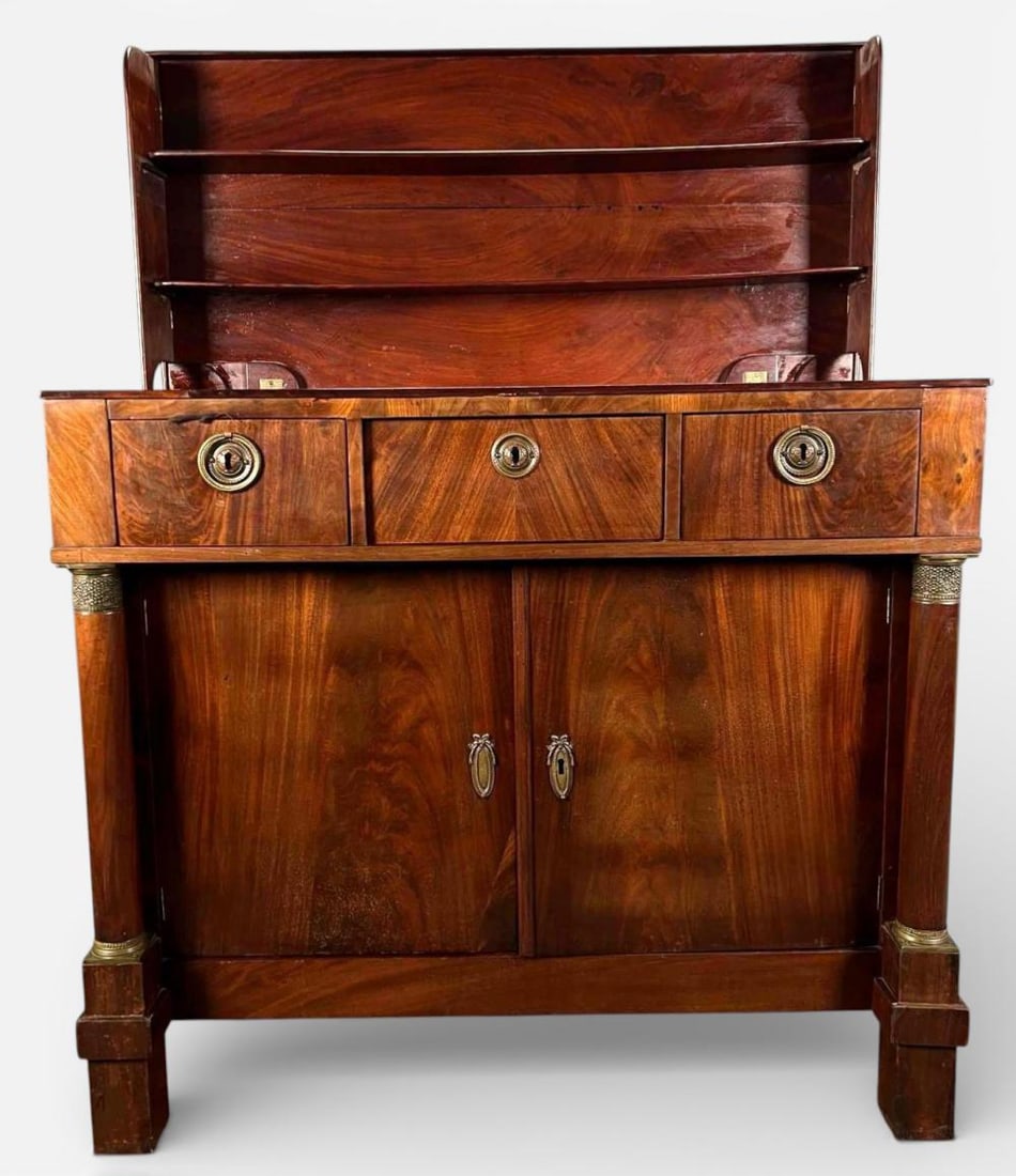 Empire Mahogany Butler's Secretary With Folding Bookcase And Serving Slides (1 of 19)