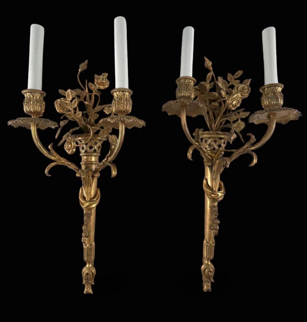 Pair Of 19th Century Gilt Bronze Sconces (1 of 12)