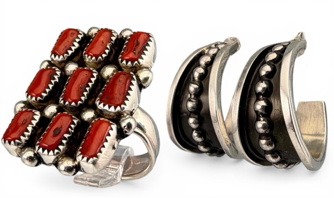 Navajo Sterling Silver Ring & Earrings (1 of 9)