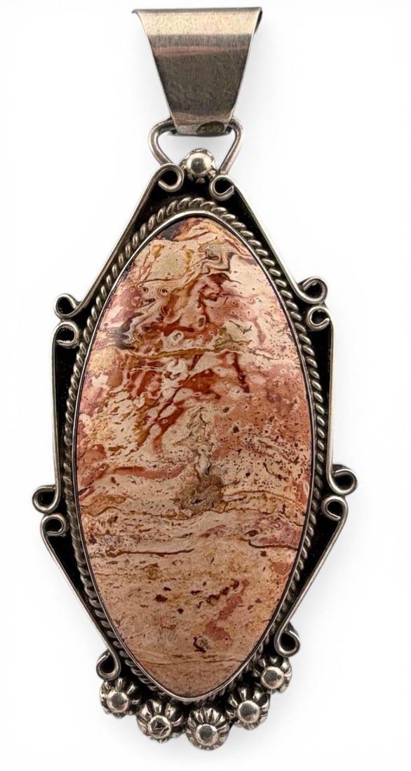 Kathleen Chavez, Navajo Sterling Silver Jasper Pendant (1 of 5)