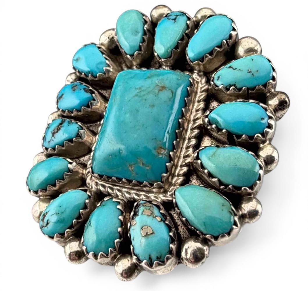 Navajo Sterling Silver Turquoise Ring, Signed J. Wilson (1 of 5)
