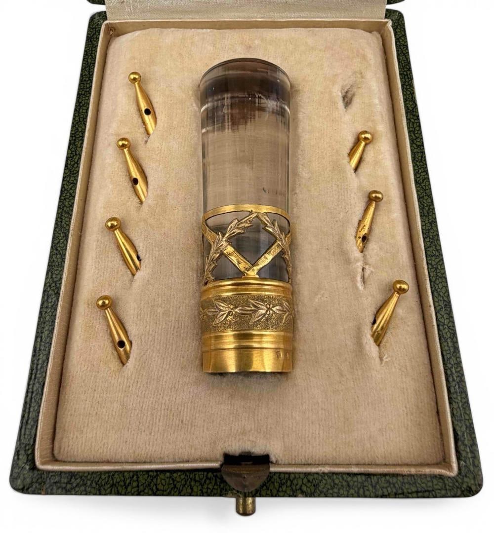 French Gilt & Crystal Parasol Handle In Original Fitted Case (1 of 9)