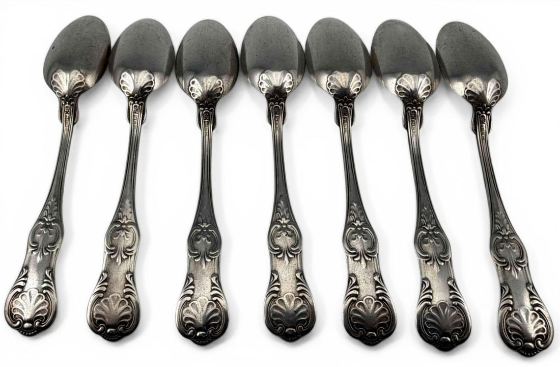 Seven Sterling Silver Teaspoons, Shell Pattern - 3