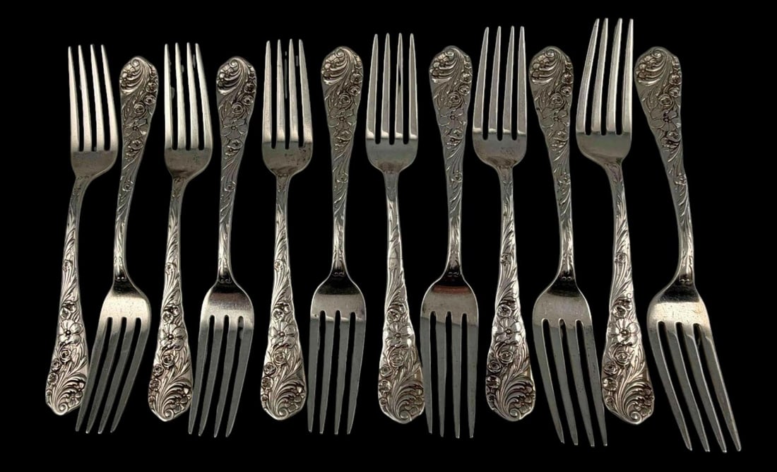 Set Of Twelve Art Nouveau Sterling Silver Dinner Forks (1 of 7)