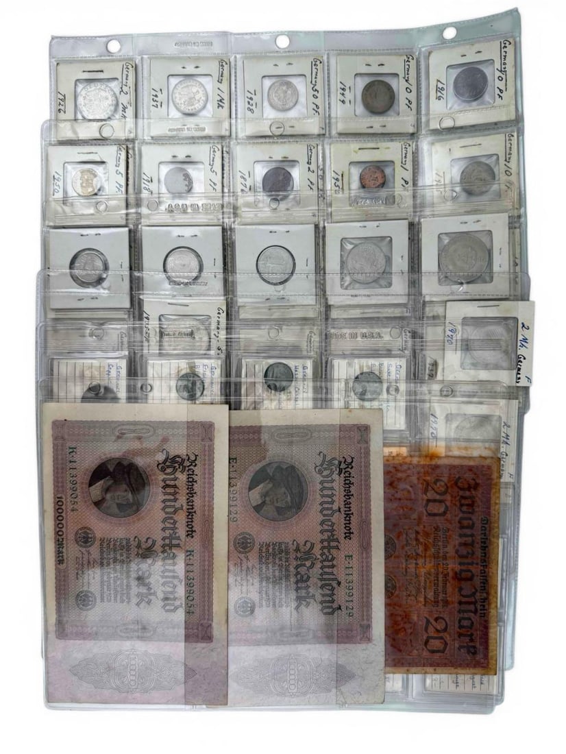 Collection Of German Coins & Currency, Including East Germany, 1812-1984: Collection Of German Coins & Currency, Including East Germany, 1812-1984. Includes 1812 Baden Copper Kreuzer; 1858 Oldenburg-Birkenfeld 3 Pfennige; Saxe-Meiningen 1837 6 Kreuzer; 1837 Nassau 6 Kreuzer