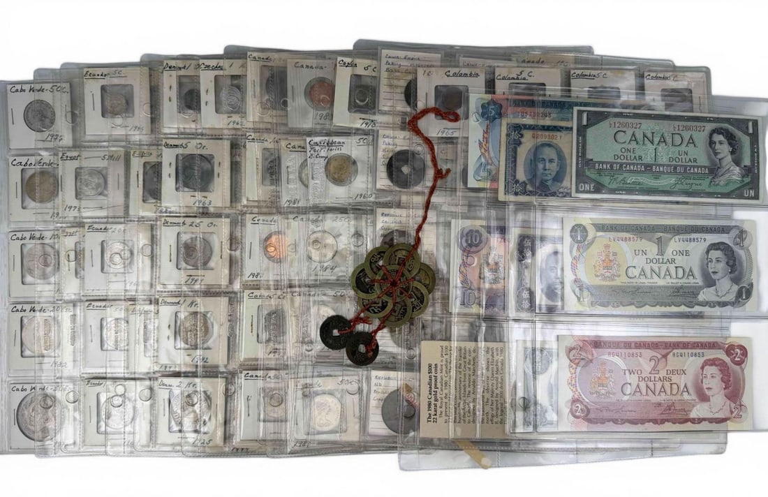 Grouping Of World Coins & Currency Including China, Ceylon, Taiwan, Canada, c. 1851-1981 (1 of 17)