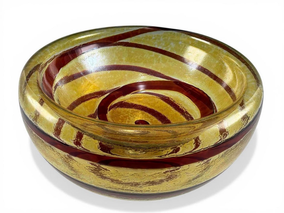 Large Studio Art Glass Bowl, Signed (1 of 12)