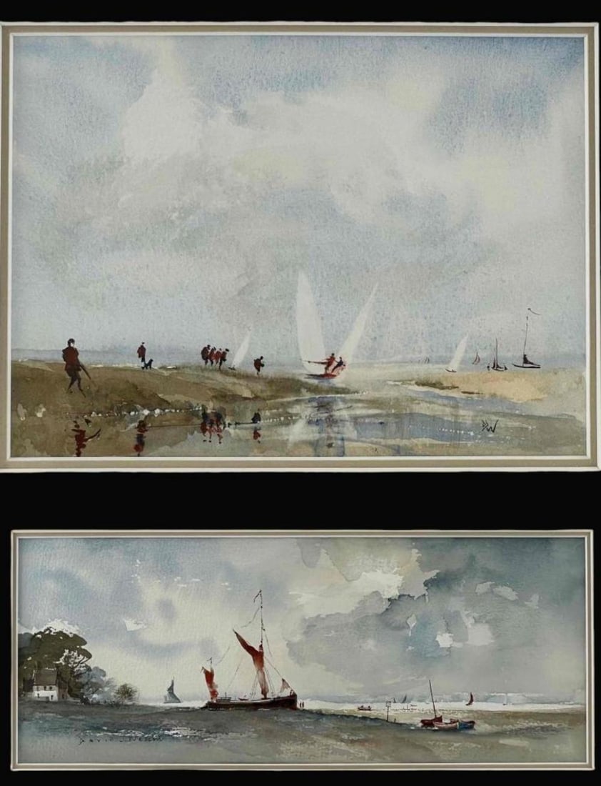 David J. Weston (British, 1935-2011), Two Beach Landscapes, Watercolor On Paper (1 of 19)