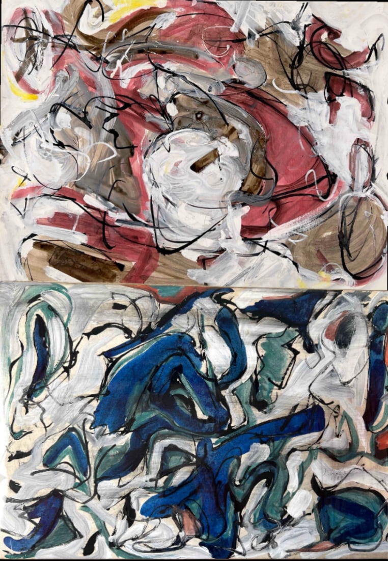 Judith Lindbloom (American, 1933-2016), Two Paintings, Acrylic On Found Paper (1 of 18)