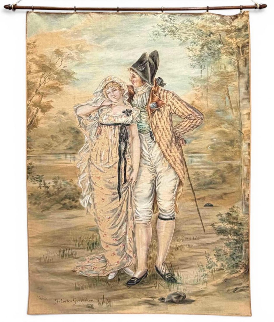 Fredrika Grosvenor (American, b. 1852), Painted Tapestry, Courting Couple (1 of 16)