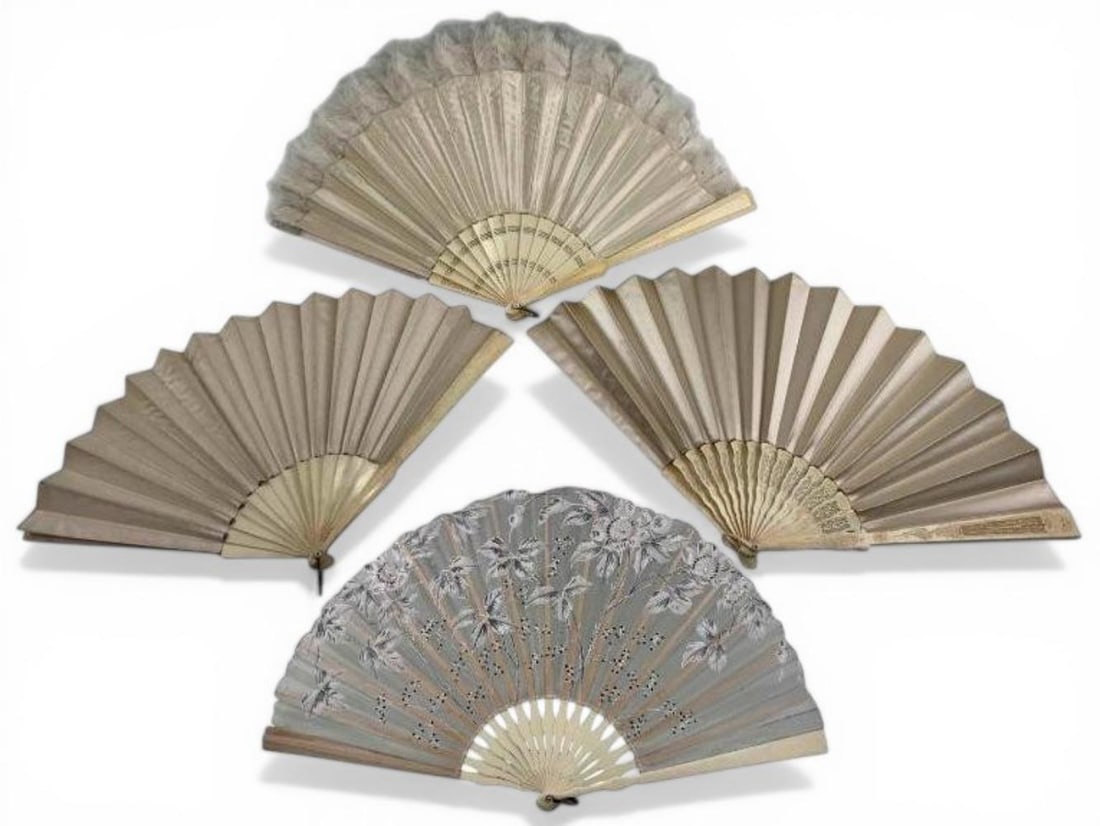 Four 19th Century White Satin Evening Fans, Including Tiffany & Co. (1 of 20)