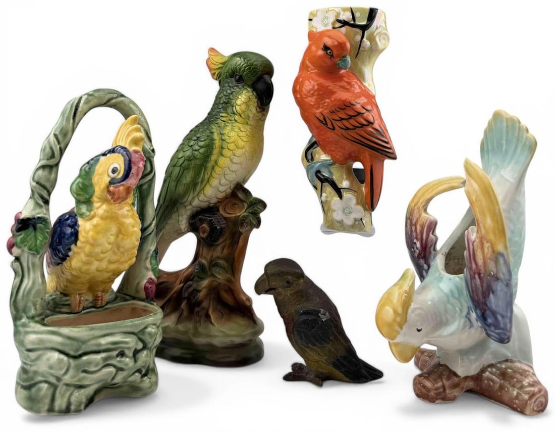 Grouping Of Ceramic & Metal Parrot Figures (1 of 19)