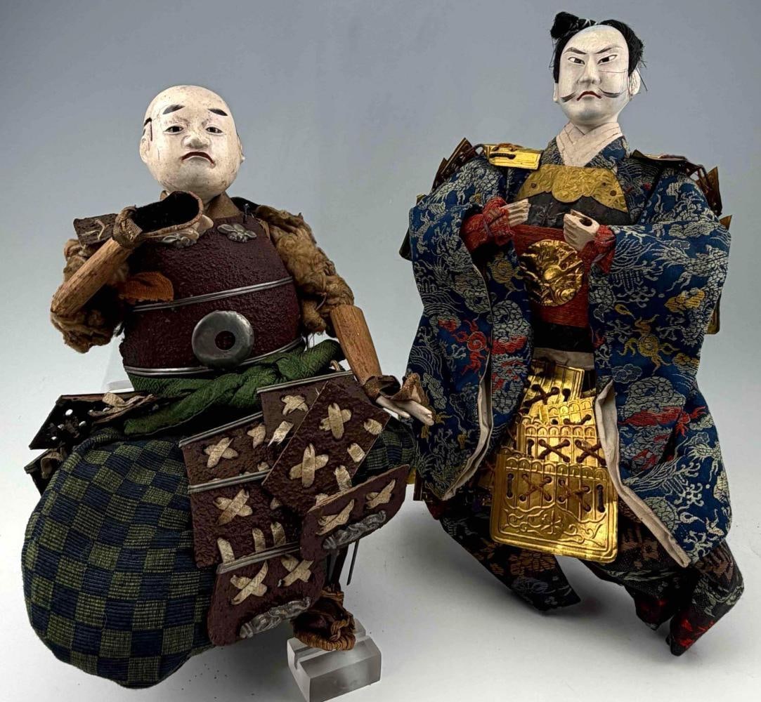 Two Antique Japanese Samurai Dolls (Musha Ningyo) Meiji-Taisho Era (Late 19th-Early 20th C.) (1 of 18)