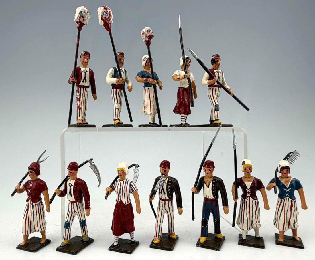 CBG Mignot French Revolution, Peasants In Revolt With Heads Of Monarchs, 1793, 12 Pieces (1 of 14)