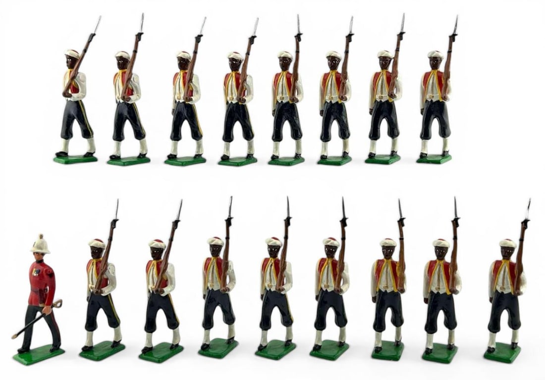 Mickey's House Of Soldiers British West Indian Regiment, 17 Pieces: Mickey's House Of Soldiers British West Indian Regiment, 17 Pieces. 54mm. Approximately 2.75H x 0.75W x 0.75D in. Please note that winning bidders are not required to select the Live Shipping option.
