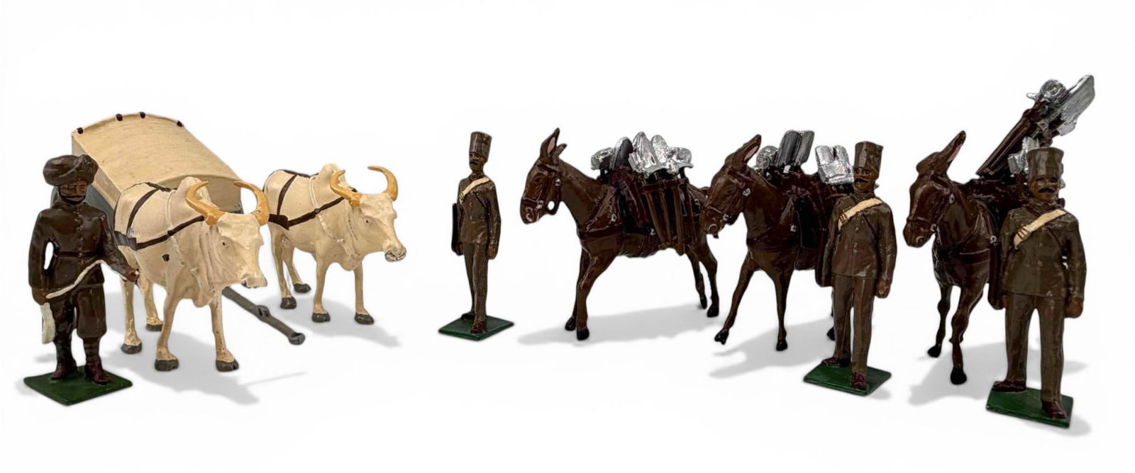 King Cast Lead Toy Soldiers, Indian Army Cart With Zebu Cattle & Attendant (1 of 17)