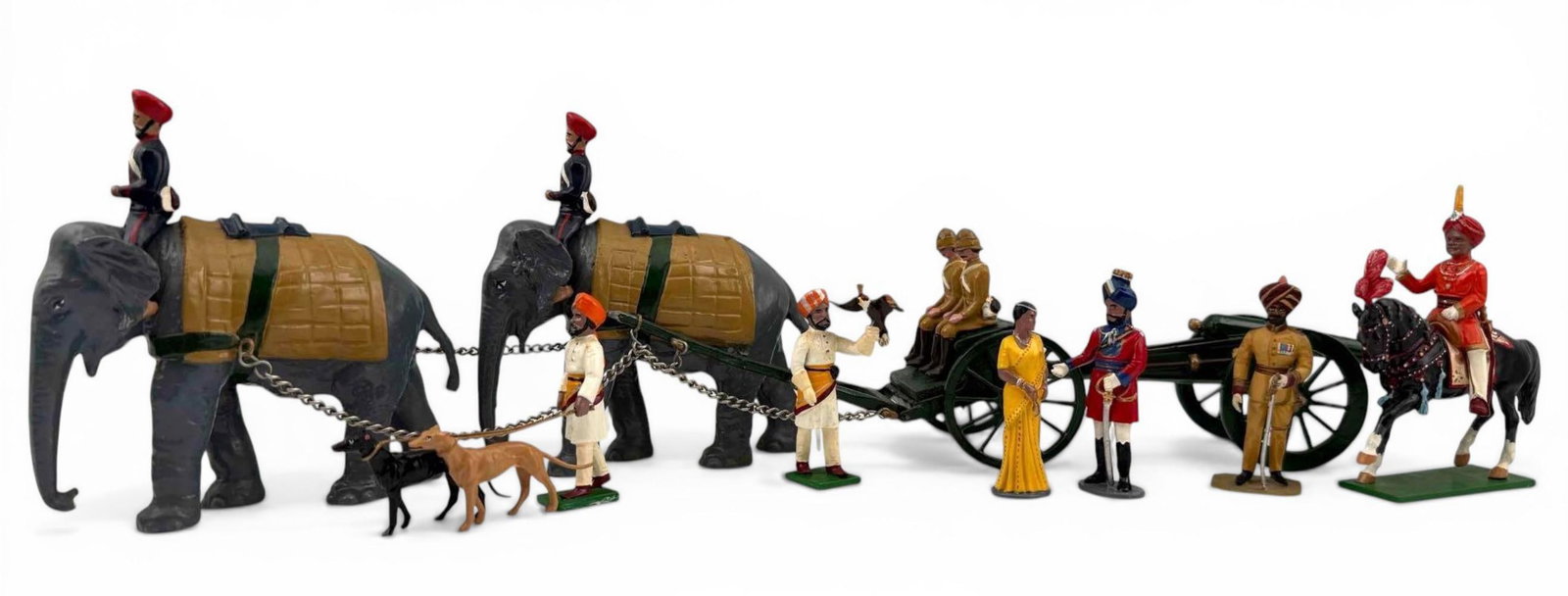 Trophy Miniatures Indian Army Royal Garrison Artillery Elephant Battery, Majaraja & Civilians (1 of 18)