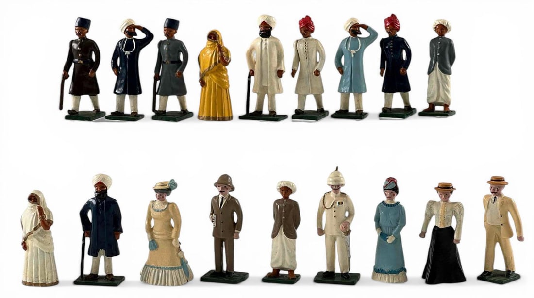 Marlborough Military Models, Durbar Series, Indian And European Civilians, D6 And D7, 18 Pieces: Marlborough Military Models, Durbar Series Toy Soldiers, Indian And European Civilians, D6 And D7, 18 Pieces. Largest piece approximately 2.25H x 0.65W x 0.87D in. Please note that winning bidders are