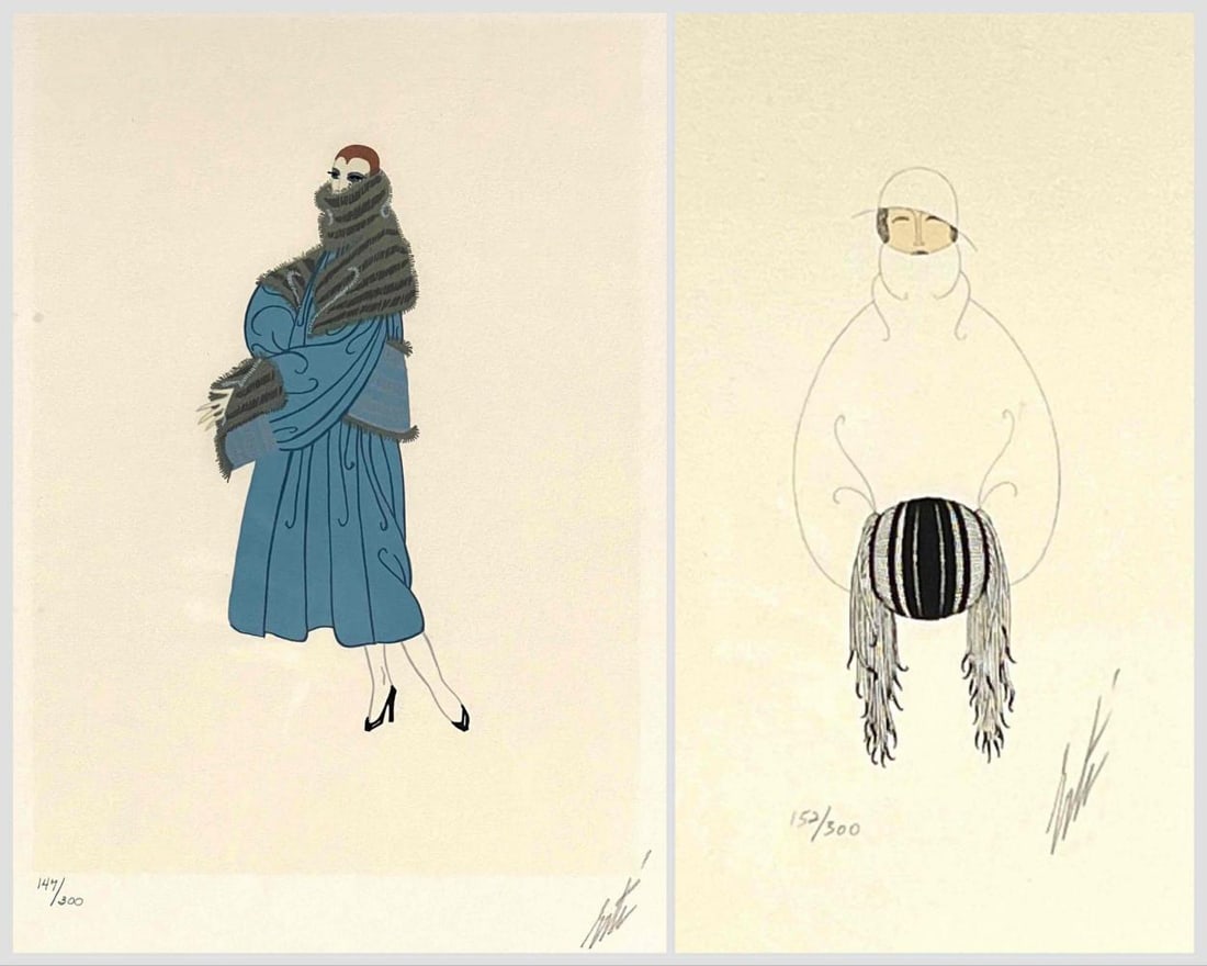 Two Art Deco Inspired Erte Pencil Signed Lithographs (1 of 20)