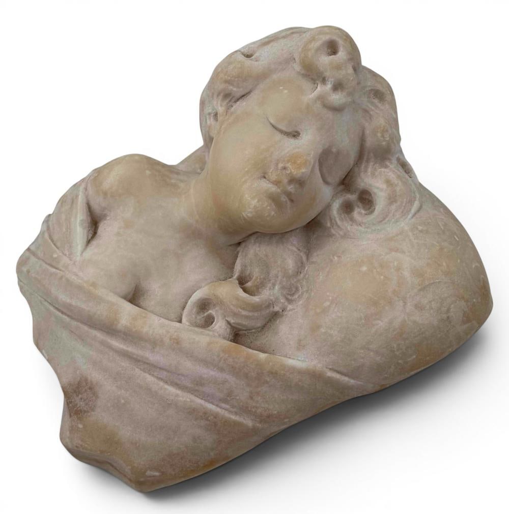 Art Nouveau Alabaster Sculpture Of A Sleeping Woman (1 of 7)