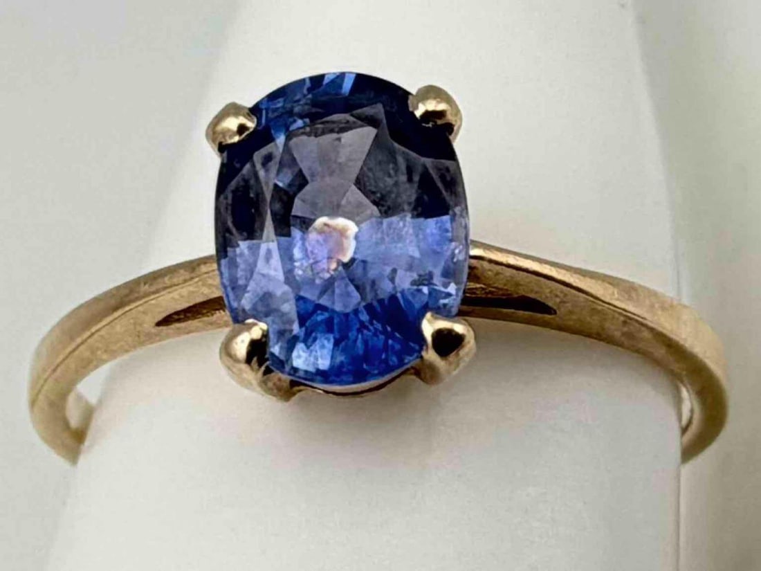 14K Blue Sapphire Solitaire Ring - 2