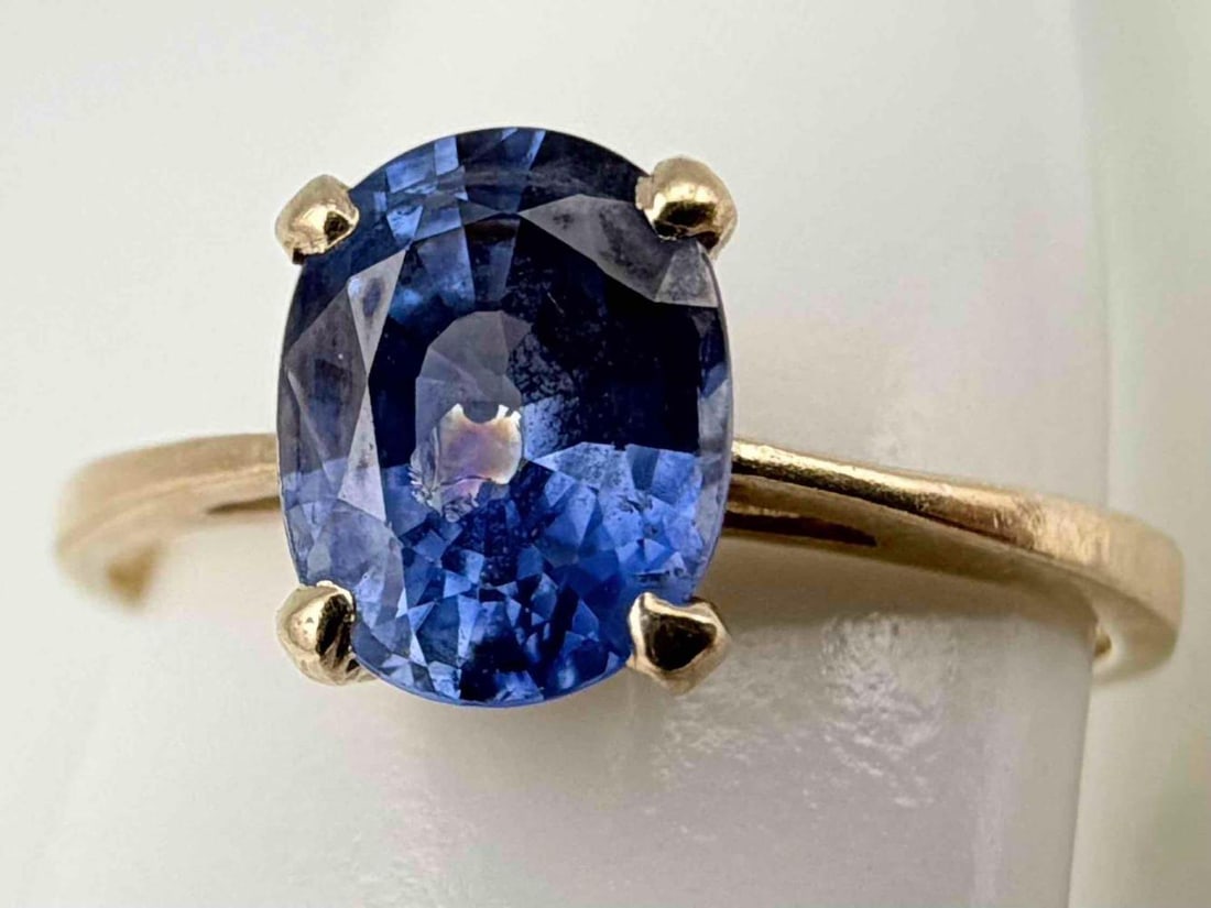 14K Blue Sapphire Solitaire Ring - 3