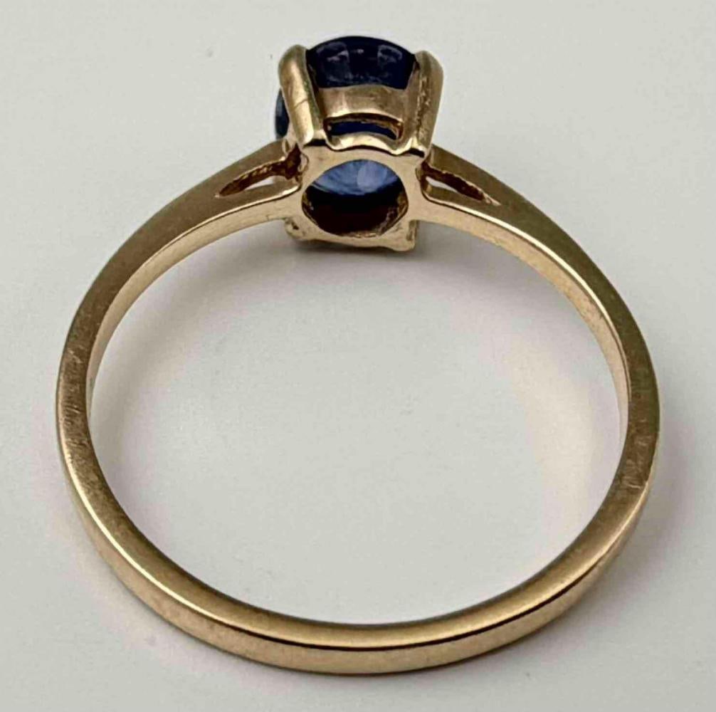 14K Blue Sapphire Solitaire Ring - 5