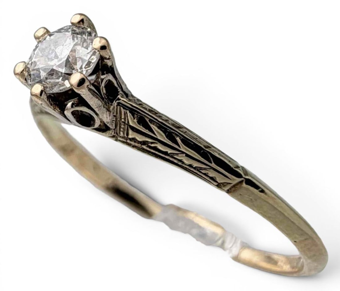 Antique 14K Diamond Solitaire Ring (1 of 7)