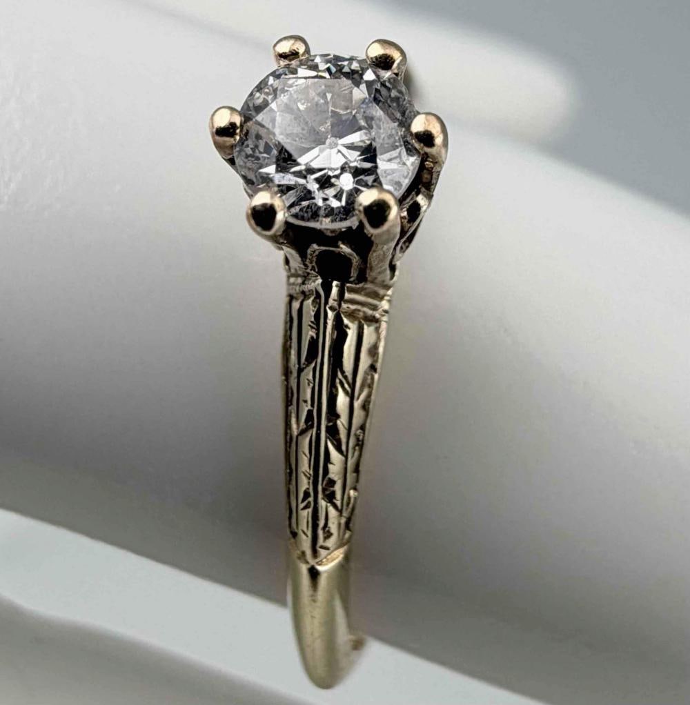 Antique 14K Diamond Solitaire Ring - 3