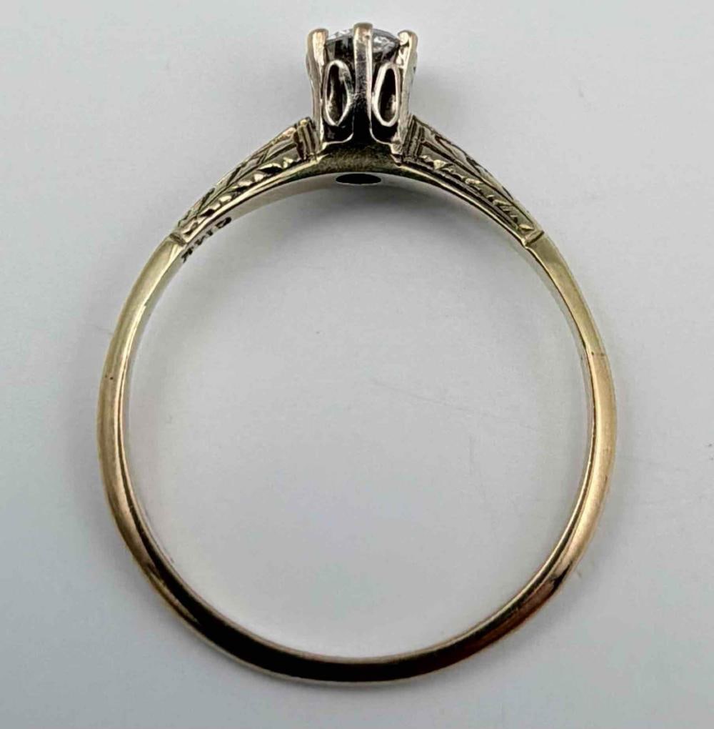 Antique 14K Diamond Solitaire Ring - 4